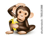 little monkey holding a banana...