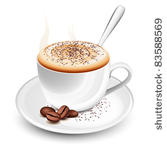 cup of hot coffee with foam and ...