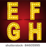 set alphabet design with lamps