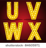 set alphabet design with lamps