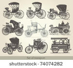 vector set of old cars
