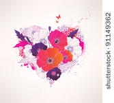 abstract vector floral heart