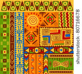 set of ethnic patterns with...