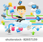 business man and cloud network.