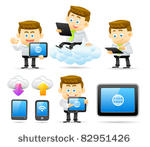 tablet pc and business man