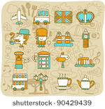 hand drawn travel landmarks uk...