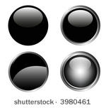 4 classy black web buttons with ...