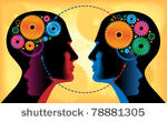 two heads of people with...