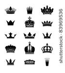 set of 15 crowns  isolated on...