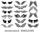 wings tattoo vector set