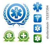 medical icons on various glossy ...