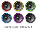 variegated colorful speakers...
