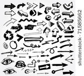 big set of doodled arrows
