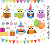 set of vector birthday party...