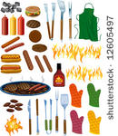 bbq items vector illustration