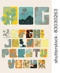 oriental floral font vector...