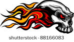 skull on fire with flames...