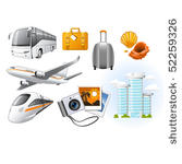 travel icons with transport and ...