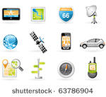 gps and navigation icon set