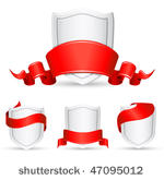 vector red banners and shield