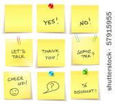 yellow sticky papers set
