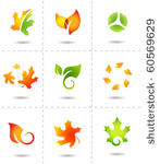 nature icons autumn leafs