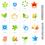 nature icons autumn spring leafs