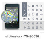 gps phone interface icons set...