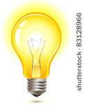 glowing yellow light bulb as...