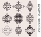set of nine ornate banner text...