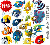 vector tropical fish set