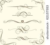 set of swirl floral ornaments