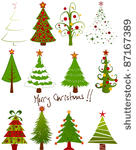 twelve isolated christmas tree...