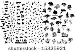 mixed silhouettes set birds...