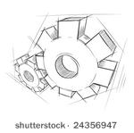 hand drawn gears. vector...