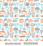 food seamless doodles pattern....