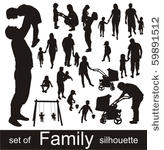 set of family silhouettes.