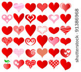 vector hearts set for wedding...