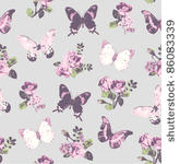 seamless rose with butterfly on ...