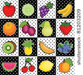 vector   fruits  black and...