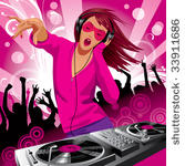 vector image of beautiful dj...