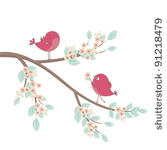 cute pink birds on a branch...