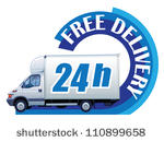 white delivery truck in a sign...