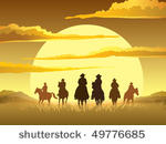 team of cowboys silhouette...