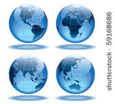 four globes showing earth with...