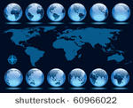 set of 12 globes showing earth...