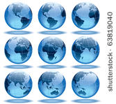 set of nine globes showing...