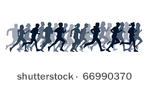 crowd of young people running....