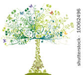 spring floral tree   vector...
