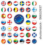 glossy button flags   europe....